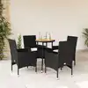 Image de vidaXL Ensemble à manger de jardin et coussins 5 pcs noir rotin acacia