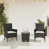 Image de vidaXL Ensemble de bistro avec coussins 3pcs noir résine tressée verre