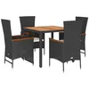 Image de vidaXL Ensemble à Manger de Jardin avec Coussins 5pcs, Table de Terrasse, Meubles de Patio, Mobilier d'Extérieur, Noir Résine Tressée