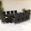Image de vidaXL Ensemble à manger de jardin 11 pcs coussins noir résine tressée