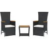 Image de vidaXL Ensemble à Manger de Jardin avec Coussins 3 pcs, Table de Terrasse, Meubles de Patio, Mobilier d'Extérieur, Noir Résine Tressée