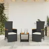 Image de vidaXL Ensemble à manger de jardin avec coussins 3 pcs Noir