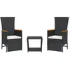 Image de vidaXL Ensemble à Manger de Jardin avec Coussins 3 pcs, Table de Terrasse, Meubles de Patio, Mobilier d'Extérieur, Noir Résine Tressée