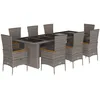 Image de vidaXL Ensemble à Manger de Jardin 9 pcs Coussins Gris résine tressée, Ensemble de Salle à Manger d'extérieur, Meuble de Salle à Manger de Jardin, Table et chaises de Jardin