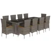 Image de vidaXL Ensemble à Manger de Jardin 11pcs avec Coussins Gris Poly rotin, Ensemble de Salle à Manger d'extérieur, Meuble de Salle à Manger de Jardin, Table et chaises de Jardin