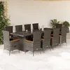 Image de vidaXL Ensemble à manger de jardin 11pcs avec coussins gris poly rotin