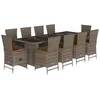 Image de vidaXL Ensemble à Manger de Jardin 11pcs avec Coussins Gris Poly rotin, Ensemble de Salle à Manger d'extérieur, Meuble de Salle à Manger de Jardin, Table et chaises de Jardin