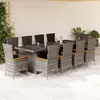 Image de vidaXL Ensemble à manger de jardin 11pcs avec coussins gris poly rotin