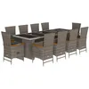 Image de vidaXL Ensemble à Manger de Jardin 11pcs avec Coussins Gris Poly rotin, Ensemble de Salle à Manger d'extérieur, Meuble de Salle à Manger de Jardin, Table et chaises de Jardin