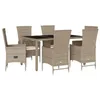 Image de vidaXL Ensemble à Manger de Jardin avec Coussins 7 pcs, Table de Terrasse, Meubles de Patio, Mobilier d'Extérieur, Beige Résine Tressée
