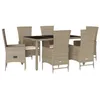 Image de vidaXL Ensemble à Manger de Jardin avec Coussins 7 pcs, Table de Terrasse, Meubles de Patio, Mobilier d'Extérieur, Beige Résine Tressée