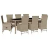 Image de vidaXL Ensemble à Manger de Jardin avec Coussins 9 pcs, Table de Terrasse, Meubles de Patio, Mobilier d'Extérieur, Beige Résine Tressée