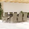 Image de vidaXL Ensemble à manger de jardin et coussins 9 pcs beige Poly rotin