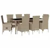 Image de vidaXL Ensemble à Manger de Jardin avec Coussins 9 pcs, Table de Terrasse, Meubles de Patio, Mobilier d'Extérieur, Beige Résine Tressée