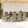 Image de vidaXL Ensemble à manger de jardin et coussins 9 pcs beige Poly rotin