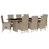Image de vidaXL Ensemble à Manger de Jardin avec Coussins 9 pcs, Table de Terrasse, Meubles de Patio, Mobilier d'Extérieur, Beige Résine Tressée