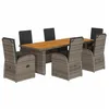 Image de vidaXL Ensemble à Manger de Jardin et Coussins 7 pcs Gris rotin, Ensemble de Salle à Manger d'extérieur, Meuble de Salle à Manger de Jardin, Table et chaises de Jardin
