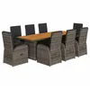 Image de vidaXL Ensemble à Manger de Jardin 9 pcs Coussins Gris résine tressée, Ensemble de Salle à Manger d'extérieur, Meuble de Salle à Manger de Jardin, Table et chaises de Jardin