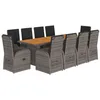 Image de vidaXL Ensemble à Manger de Jardin 11pcs avec Coussins Gris Poly rotin, Ensemble de Salle à Manger d'extérieur, Meuble de Salle à Manger de Jardin, Table et chaises de Jardin