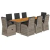 Image de vidaXL Ensemble à Manger de Jardin 9 pcs Coussins Gris résine tressée, Ensemble de Salle à Manger d'extérieur, Meuble de Salle à Manger de Jardin, Table et chaises de Jardin