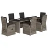 Image de vidaXL Ensemble à Manger de Jardin et Coussins 7 pcs Gris rotin, Ensemble de Salle à Manger d'extérieur, Meuble de Salle à Manger de Jardin, Table et chaises de Jardin
