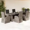 Image de vidaXL Ensemble à manger de jardin et coussins 7 pcs gris rotin
