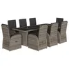 Image de vidaXL Ensemble à Manger de Jardin 9 pcs Coussins Gris résine tressée, Ensemble de Salle à Manger d'extérieur, Meuble de Salle à Manger de Jardin, Table et chaises de Jardin