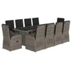 Image de vidaXL Ensemble à Manger de Jardin 11pcs avec Coussins Gris Poly rotin, Ensemble de Salle à Manger d'extérieur, Meuble de Salle à Manger de Jardin, Table et chaises de Jardin
