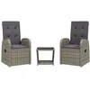 Image de vidaXL Ensemble à Manger de Jardin avec Coussins 3 pcs, Table de Terrasse, Meubles de Patio, Mobilier d'Extérieur, Gris Résine Tressée