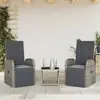 Image de vidaXL Ensemble à manger de jardin 3 pcs coussins gris résine tressée