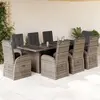 Image de vidaXL Ensemble à manger de jardin 9 pcs coussins gris résine tressée
