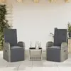 Image de vidaXL Ensemble à manger de jardin 3 pcs coussins gris résine tressée