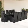 Image de vidaXL Ensemble à manger de jardin 11 pcs coussins noir résine tressée