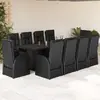 Image de vidaXL Ensemble à manger de jardin 11 pcs coussins noir résine tressée