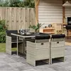 Image de vidaXL Ensemble à manger de jardin et coussins 5 pcs gris clair rotin