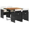 Image de vidaXL Ensemble à Manger de Jardin Coussins 5pcs Noir Résine tressée