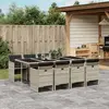 Image de vidaXL Ensemble à manger de jardin et coussins 9 pcs gris clair rotin