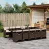 Image de vidaXL Ensemble à manger de jardin et coussins 11 pcs marron rotin