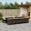 Image de vidaXL Ensemble à manger de jardin avec coussins 13 pcs marron rotin