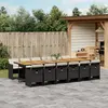 Image de vidaXL Ensemble à manger de jardin 13 pcs coussins noir résine tressée