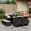 Image de vidaXL Ensemble à manger de jardin 9pcs coussins noir résine tressée