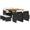 Image de vidaXL Ensemble à Manger de Jardin 9pcs Coussins Noir résine tressée