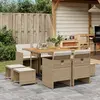 Image de vidaXL Ensemble à manger de jardin et coussins 9 pcs beige Poly rotin