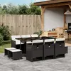 Image de vidaXL Ensemble à manger de jardin 11 pcs coussins noir résine tressée