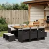 Image de vidaXL Ensemble à manger de jardin 11 pcs coussins noir résine tressée