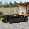Image de vidaXL Ensemble à manger de jardin 15 pcs coussins noir résine tressée