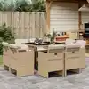 Image de vidaXL Ensemble à manger de jardin et coussins 9 pcs beige Poly rotin