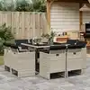 Image de vidaXL Ensemble à manger de jardin et coussins 9 pcs gris clair rotin