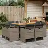 Image de vidaXL Ensemble à manger de jardin 9 pcs coussins gris résine tressée