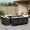 Image de vidaXL Ensemble à manger de jardin 11 pcs coussins noir résine tressée